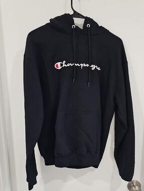ALF Champion/ Champagne Black Crewneck Hoodie with Embroidered Script